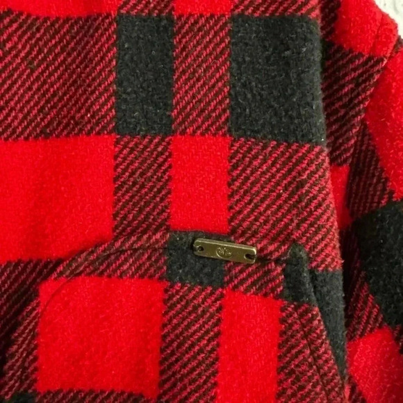 Timberland Shacket Jacket Womens Red Black Buffalo Plaid - Picture 2 of 10